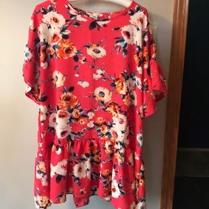 Floral pink peplum top